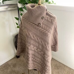 Anna & Ava Cable Knit Poncho - Taupe